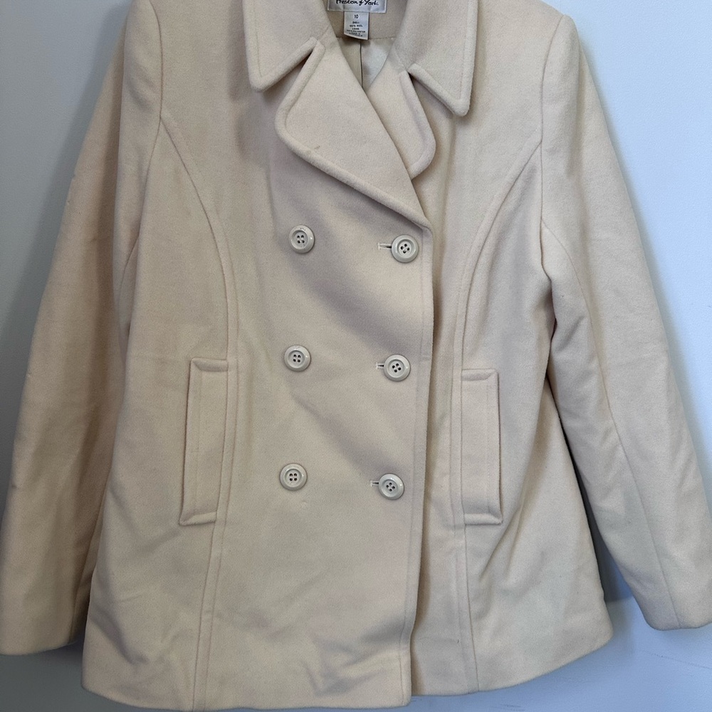 Women's Cream Double-Breasted Coat